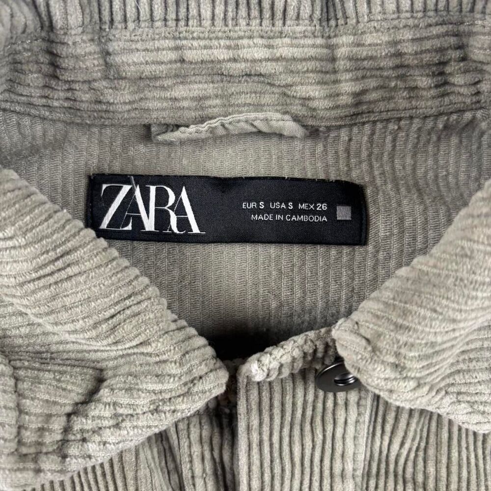 Zara Green Corduroy Button-Up Jacket | Frayed Hem Shacket | Size Small - Picture 2 of 5